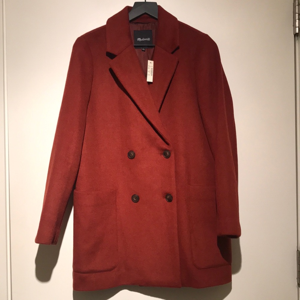 Madewell Hollis Double Breasted Wool Blend Topcoat Peacoat Jacket Size M